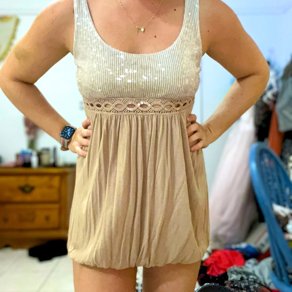 Nude mini dress